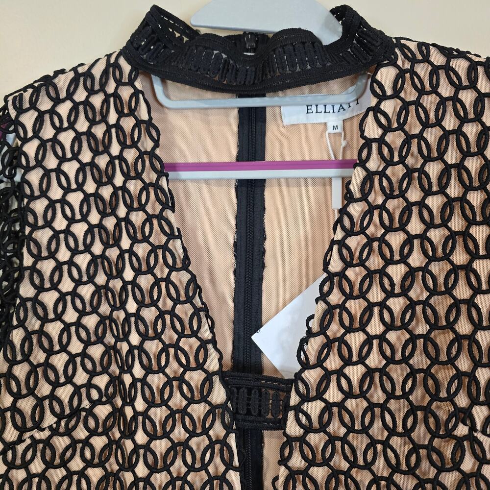 NEW NWT Women's Elliatt Black Crochet Revelation Dress Deep V-Neck | Medium - Picture 7 of 15